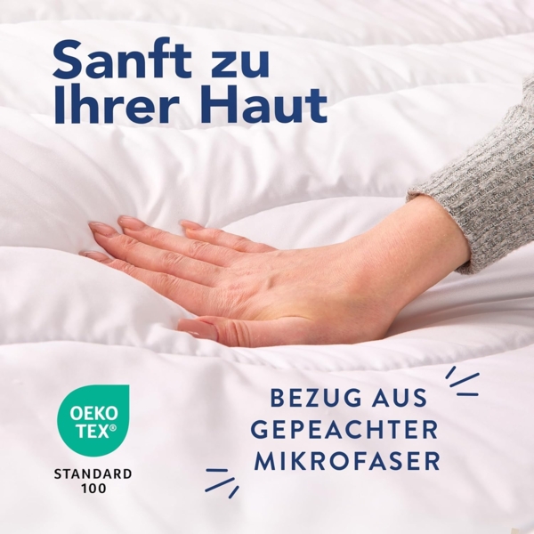John Cotton New Way Bettdecke 200x200 cm - Leichte Steppdecke für Sommer | Super Weiche & Atmungsaktive Allergiker Sommerdecke | Oeko-Test Zertifiziert Decke | 200x200 Dünne Decken | Bettdecken | Weiß Bild 3