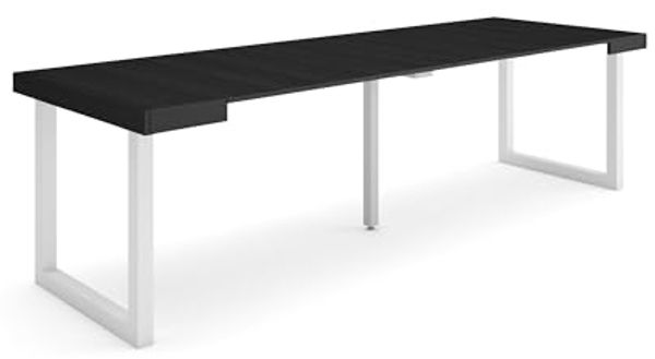Skraut Home | Ausziehbarertisch | Multifunktionaler ausziehbarer | 260 | Für 12 Gäste | Massivholz Beine | Moderner Stil | Schwarz