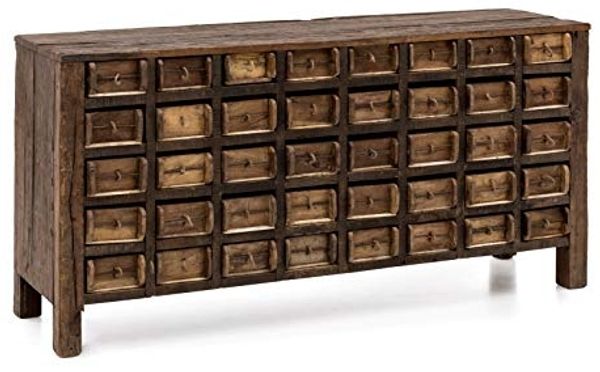 Sideboard Altholz massivum Madurai 150x75x40 cm 40 Schubladen Kommode rustikal Vintage Apothekerschrank Recycling-Möbel Ziegelform