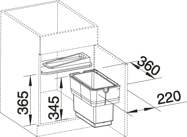 BLANCO SINGOLO mit 14 Liter Volumen für Montage an Drehtüren / ab 45 cm Schrankbreite / Mülleimer / Schwenkeimer Bild 2