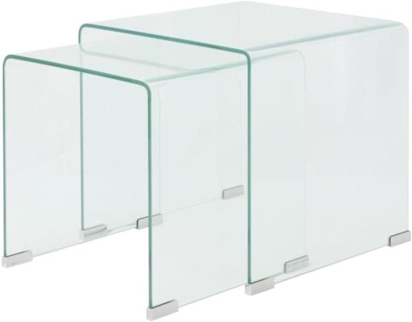 vidaXL Zweiteiliges Satztisch-Set aus gehärtetem Glas Transparent 244191