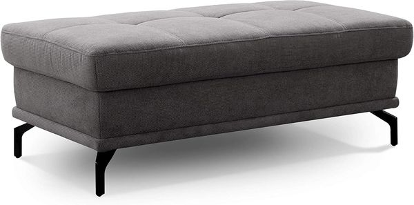 Cavadore Sitzhocker Castiel / Moderner Polsterhocker mit Füßen in Satin-Optik / 138 x 48 x 71 / Webstoff, Grau