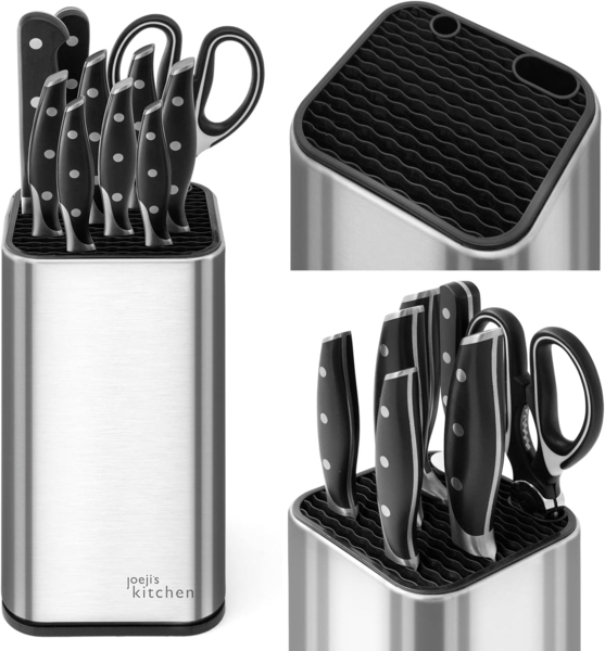 JOEJI’S KITCHEN Messerblock Messerblock ohne Messer mit extra Schlitzen Rostfreier Edelstahl