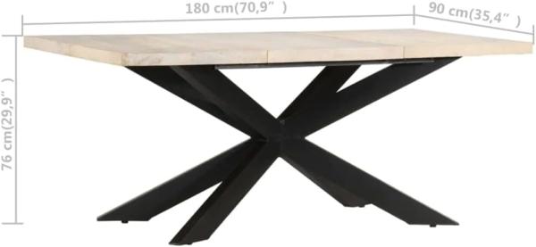vidaXL Esstisch 180 x 90 x 76 cm Massives Gebleichtes Mangoholz 285964 Bild 2