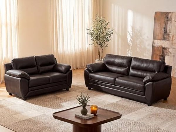 Vente-unique - MANOA Couchgarnitur Kunstleder Braun - B 82 cm x H 88 cm x L 163 cm201 cm