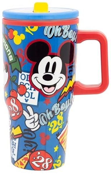 Disney Mickey Mouse Thermobecher 640 ml Edelstahl doppelwandiger Trinkbecher mit Trinkhalm