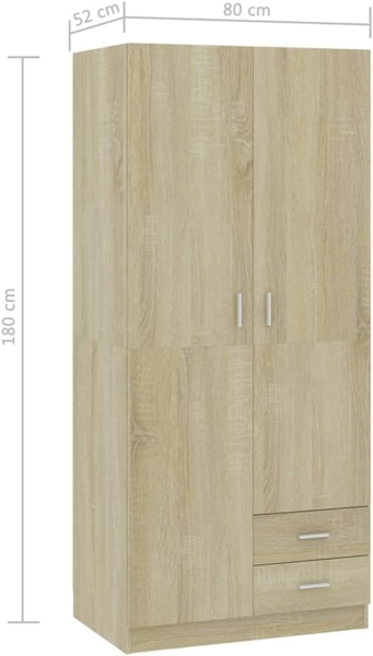 vidaXL Kleiderschrank Sonoma-Eiche 80x52x180 cm Holzwerkstoff 800642 Bild 3