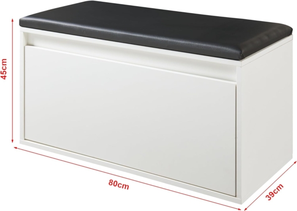 Sitzbank Degerfors 80x39x45 cm Weiß/Schwarz [en. casa] Bild 2