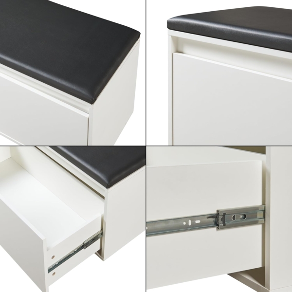 Sitzbank Degerfors 80x39x45 cm Weiß/Schwarz [en. casa] Bild 7