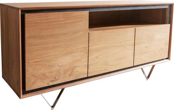 Sideboard Stonegrace 145 cm Akazie Natur 3 Türen 1 Fach Steinfurnier V-Fuß