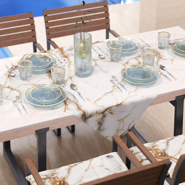 PETTI Artigiani Italiani - Moderne Tischdecke mit weißem Marmoreffekt, Mitteldecke für die Küche, 90x90 cm, 100% Made in Italy