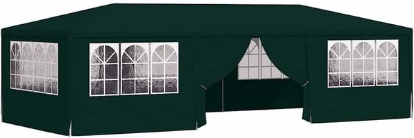 vidaXL Profi Partyzelt mit Seitenwänden UV-beständig Wasserbeständig Pavillon Festzelt Gartenpavillon Gartenzelt Garten Bierzelt 4x9 m Grün 90g/m²