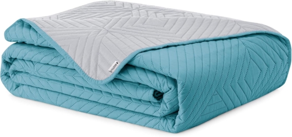 AmeliaHome Tagesdecke blau grau 220x240 Bettüberwürf zweiseitig Ultrasonic Steppung Polyester Softa Bild 5