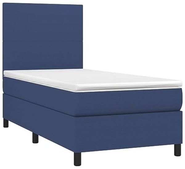 vidaXL Boxspringbett mit Matratze Blau 90x190 cm Stoff 3141583