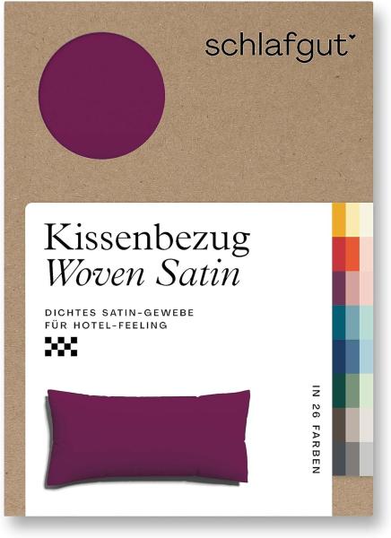 Schlafgut Woven Satin Bettwäsche|Kissenbezug einzeln 40x80 cm| purple-deep