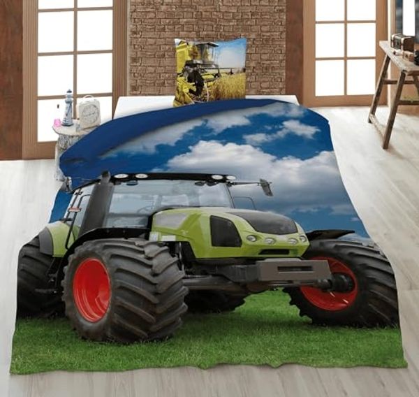 Trecker Bettwäsche Set Traktor 2 tlg 135x200 cm 100% Baumwolle