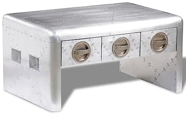 vidaXL Couchtisch mit 3 Schubladen Vintage Flugzeug-Stil 242119