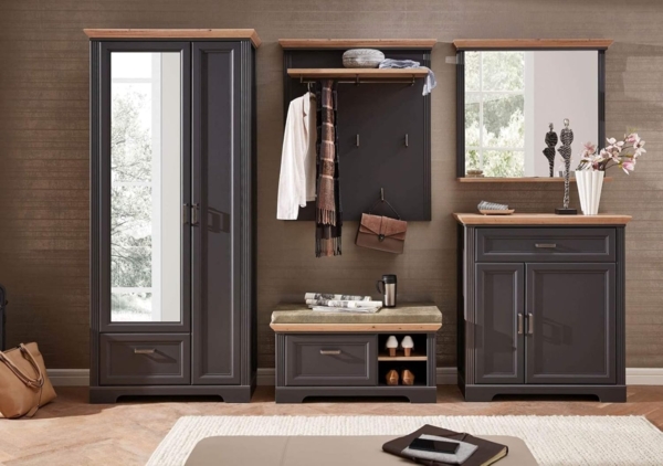 Garderoben Set JASMIN GH83 Farbton Graphit mit Artisan Eiche 5-teilig