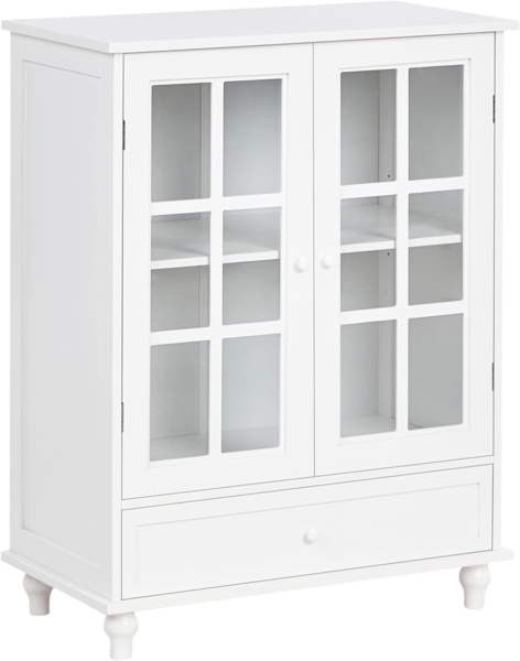 Sideboard mit Glastüren CARLET 71 cm Weiß