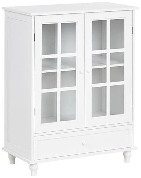 Sideboard mit Glastüren CARLET 71 cm Weiß