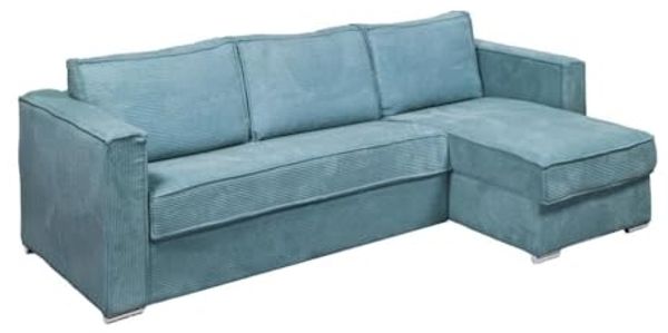 Vente-unique - LORETO Sofa SamtStoff Blau - B 223 cm152 cm x H 90 cm x L 278 cm Bild 6