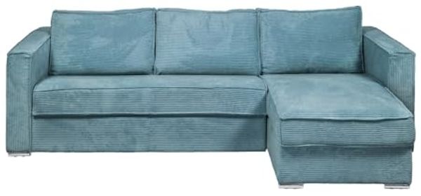 Vente-unique - LORETO Sofa SamtStoff Blau - B 223 cm152 cm x H 90 cm x L 278 cm Bild 2
