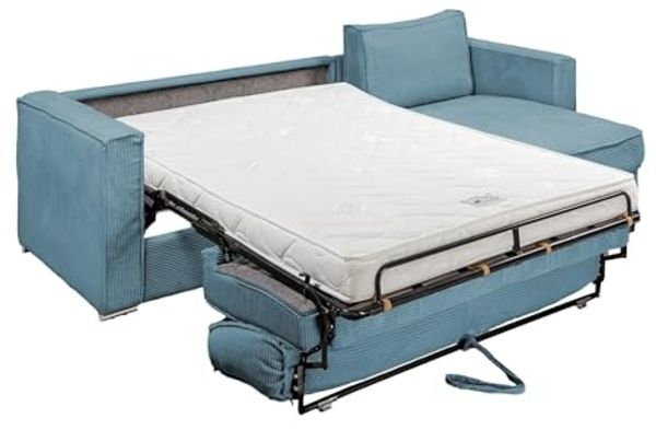 Vente-unique - LORETO Sofa SamtStoff Blau - B 223 cm152 cm x H 90 cm x L 278 cm Bild 3