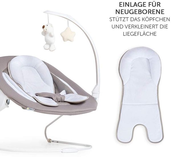 Hauck Verstellbarer Neugeborenenaufsatz & Wippe für Alpha & Beta Hochstuhl - Bouncer 2in1 Deluxe - Sand Bild 6