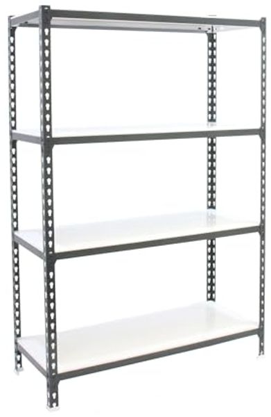 Simonrack Schwerlastregal, Lagerregal, 150 x 120 x 50 cm, Metallregal, Kellerregal, Biegestelle 200 kg, 4 Fachböden, Anthrazit/Weiss - Simonclick