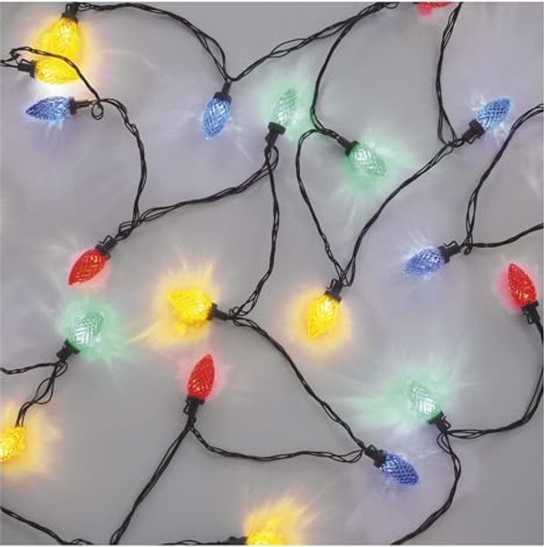 EMOS LED-Lichterkette im Retrostil, 9,8m Weihnachtslichterkette + 5m Zuleitung, 50 LEDs, 8 Lichtmodi, Netzteil, IP44 für Innen und Außen, Multicolor