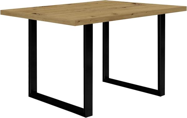 FORTE Tables Esstisch, Holzwerkstoff, Braun/Schwarz, 140 x 74,7 x 90 cm