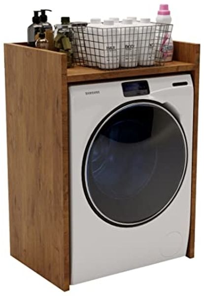AKKE Waschmaschinenschrank Überbauschrank Waschmaschine Trockner Schrank Wäschetrockner Küche Badezimmer Regal Waschmaschinenregal Waschmaschinenüberbau Badezimmermöbel 66 x 97 x 48 cm Vintage Eiche