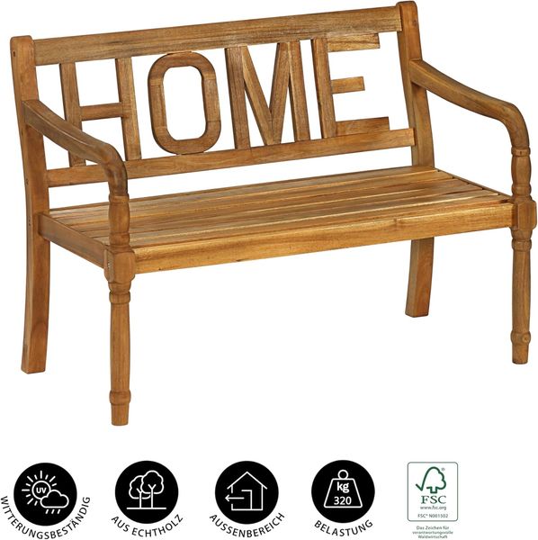Dehner Gartenbank Home, 2-Sitzer, ca. 120 x 64 x 89 cm, aus FSC® - zertifiziertem Akazienholz, natur Bild 4