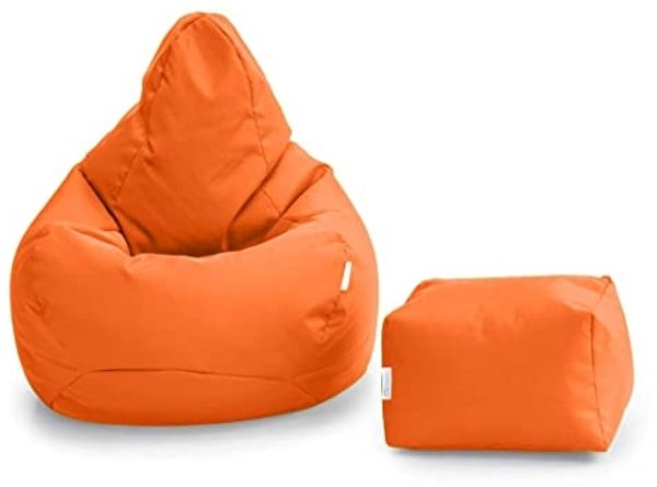 Loft 25 Gaming Sitzsack Outdoor | Gaming Sessel für den Innenbereich des Wohnzimmers im Freien | Wasserbeständig | Ergonomisches Design zur Körperunterstützung (Orange, Sitzsack Set)