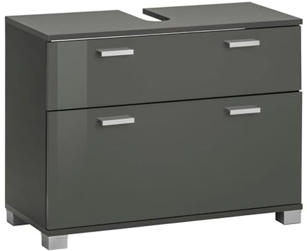 loft24 Waschbeckenunterschrank Rhonda Badschrank Badezimmerschrank MDF Hochglanz Breite 70 cm