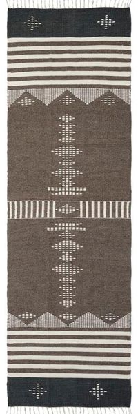 Teppich Coto im Indie Stil in Braun aus Wolle und Baumwolle, 90x300 cm