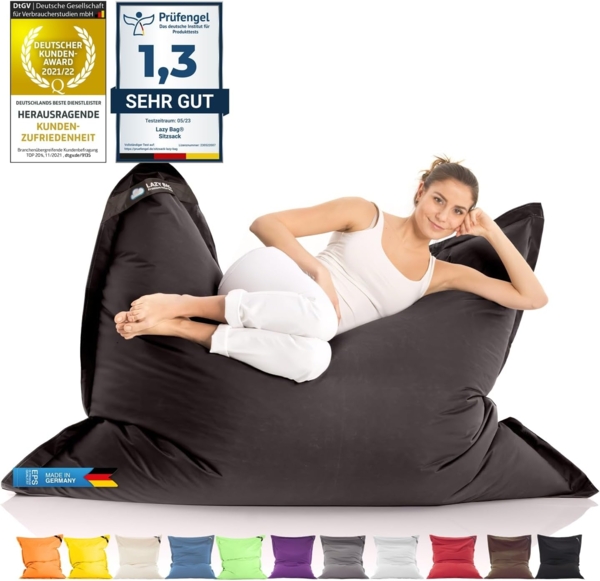 LAZY BAG Sitzsack für Indoor & Outdoor, Schwarz, Nylon, 400 l