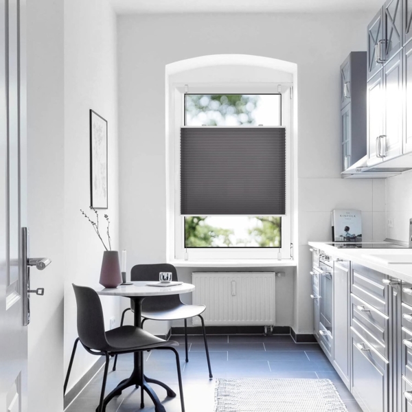 Sanfree Plissee Klemmfix Plisseerollo ohne Bohren Anthrazit B55 x H120cm inkl. Klemmträger Blickdicht und lichtdurchlässig Jalousie Faltrollo Sichtschutz und Sonnenschutz Rollo für Fenster & Tür Bild 7