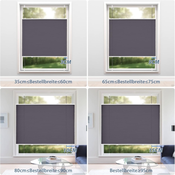 Sanfree Plissee Klemmfix Plisseerollo ohne Bohren Anthrazit B55 x H120cm inkl. Klemmträger Blickdicht und lichtdurchlässig Jalousie Faltrollo Sichtschutz und Sonnenschutz Rollo für Fenster & Tür Bild 6