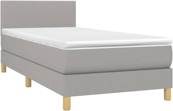 vidaXL Boxspringbett mit Matratze & LED Hellgrau 90x190 cm Stoff 3133517