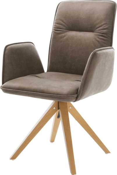 Esszimmerstuhl Vinja-Flex Mikrofaser Taupe Vintage Holzgestell kantig Natur