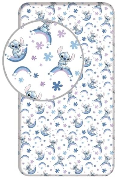 Lilo & Stitch Spannbettlaken 90x200 cm aus 100 % Baumwolle mit 25 cm Steghöhe