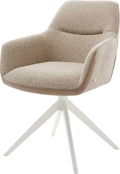 Drehstuhl Pejo-Flex Materialmix Schlamm Kreuzgestell breit Weiß 360° drehbar Wippfunktion Taschenfederkern