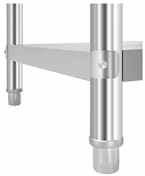Royal Catering RCAT-120/60-H Arbeitstisch Edelstahl 120x60 cm Arbeitsfläche 175 kg Tragkraft Ablage Aufsatzbord höhenverstellbare Füße Edelstahltisch Bild 4