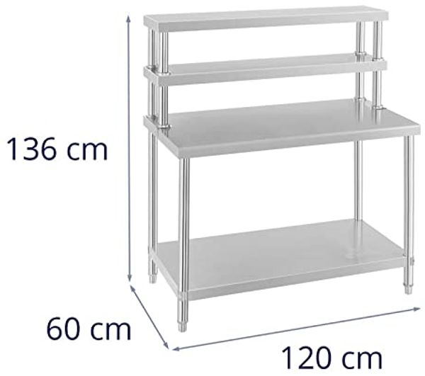 Royal Catering RCAT-120/60-H Arbeitstisch Edelstahl 120x60 cm Arbeitsfläche 175 kg Tragkraft Ablage Aufsatzbord höhenverstellbare Füße Edelstahltisch Bild 2