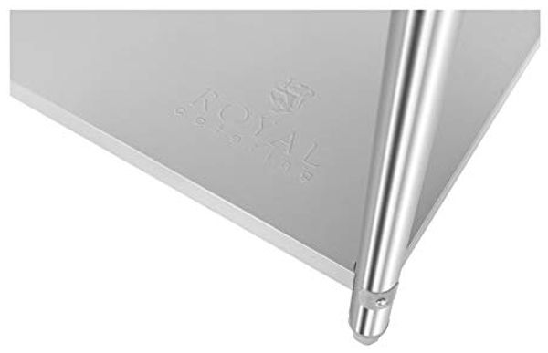 Royal Catering RCAT-120/60-H Arbeitstisch Edelstahl 120x60 cm Arbeitsfläche 175 kg Tragkraft Ablage Aufsatzbord höhenverstellbare Füße Edelstahltisch Bild 3
