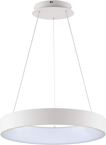 WOFI LED Pendelleuchte, Dimmer, Farbsteuerung, Nachtlicht, Memoryfunktion, LED fest integriert, Warmweiß - Kaltweiß, Esstisch dimmbar, große Ring-Lampe weiß, Galerie, Treppenhaus Ø 55cm