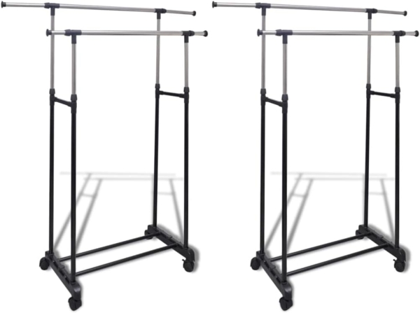 vidaXL Verstellbare Kleiderständer 2 Stk. 2 Kleiderstangen 270182