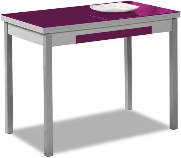 ASTIMESA Alas Cristal Küchentisch, Metall, Aubergine, 100x60 cm