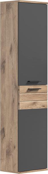 Xonox 'Mason' Hochschrank, Holz natur / grau, 152 x 24 x 37 cm